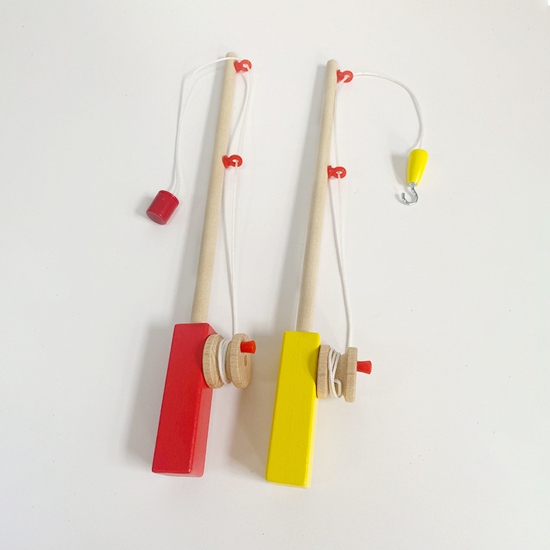 Magnetic safe toy with accessories for fishing from natural wood for…