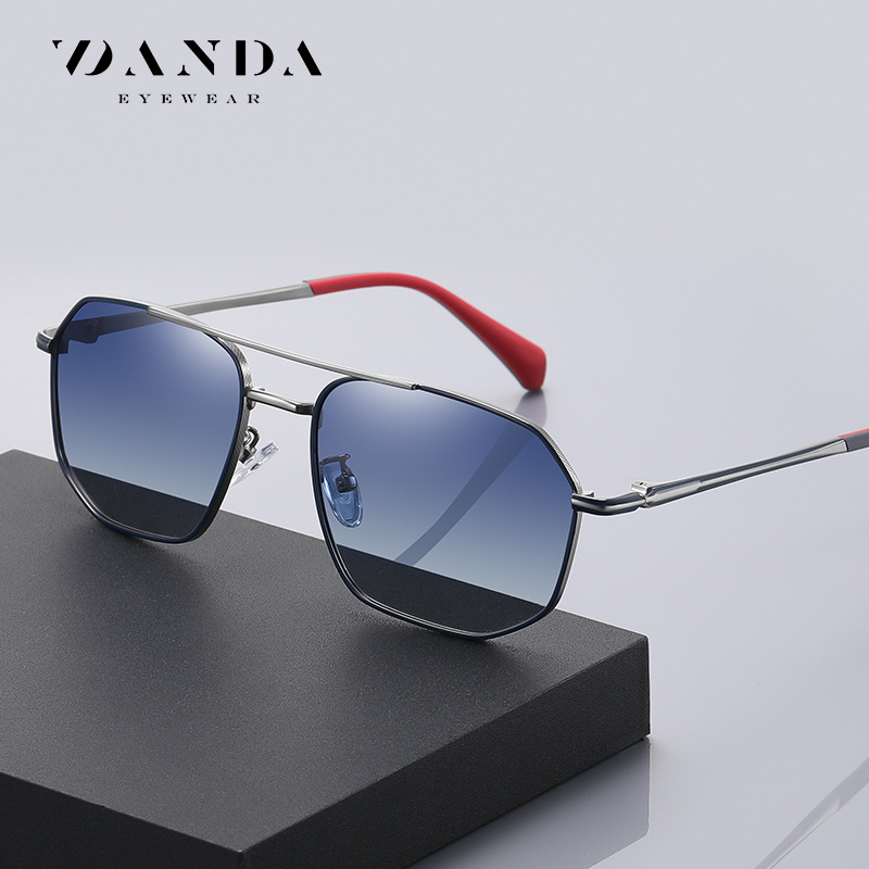 Suministro directo de fábrica nuevas gafas de sol polarizadas de dos colores para hombres gafas de sol de polígono de metal 6324 gafas de moda europeas y americanas