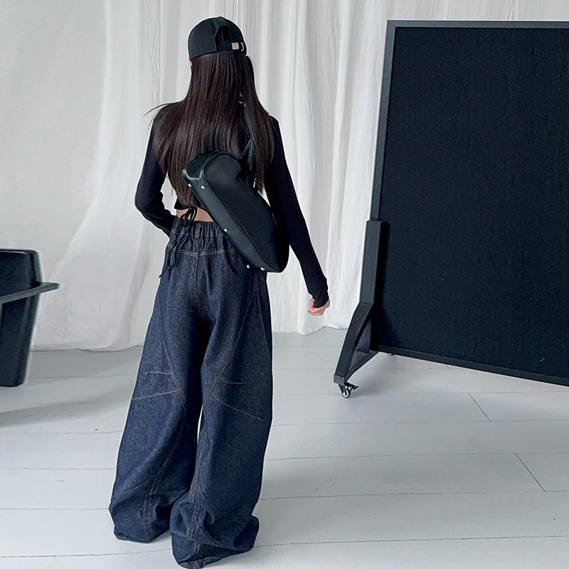 Men's Clothing Buttoned Scimitar Jeans Vintage Button-Fly Curved Hem Jeans For Kids - Soft Denim Stretch Comfort Fit (120-170cm, Unisex)_mkmklike.com