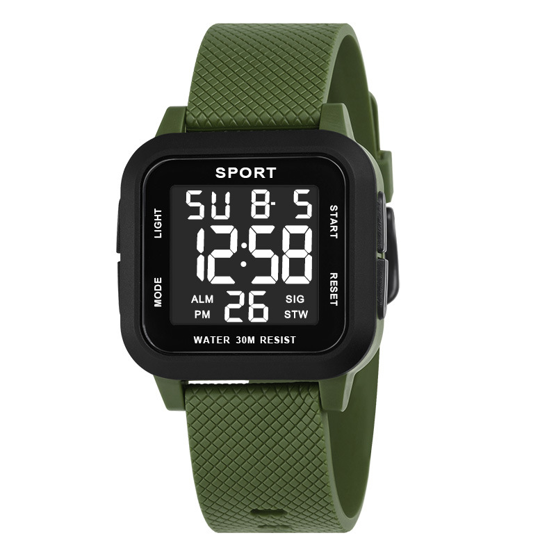 Reloj electrónico cuadrado al aire libre de los hombres luminoso simple hombres y mujeres deportes alarma multifunción reloj electrónico fábrica al por mayor