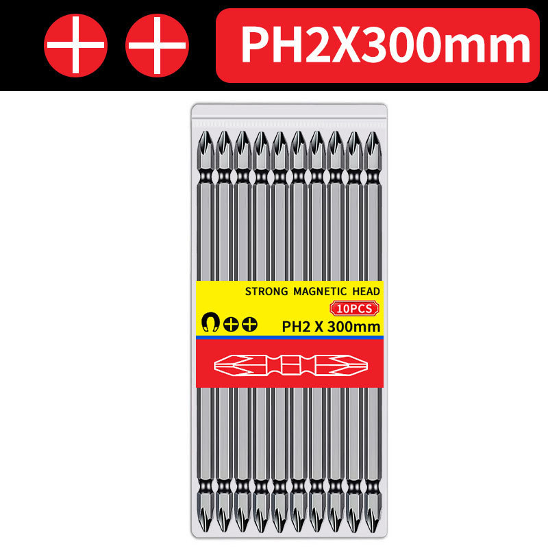 Auténtico destornillador magnético fuerte S2 cabezal de destornillador eléctrico superduro juego de combinación de una palabra cabezal de cruz de doble cabezal alargado