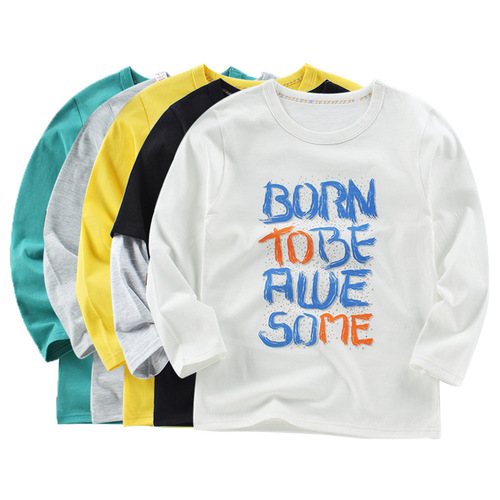 Children's long-sleeved cotton T-shirt, unisex children's autumn basic top