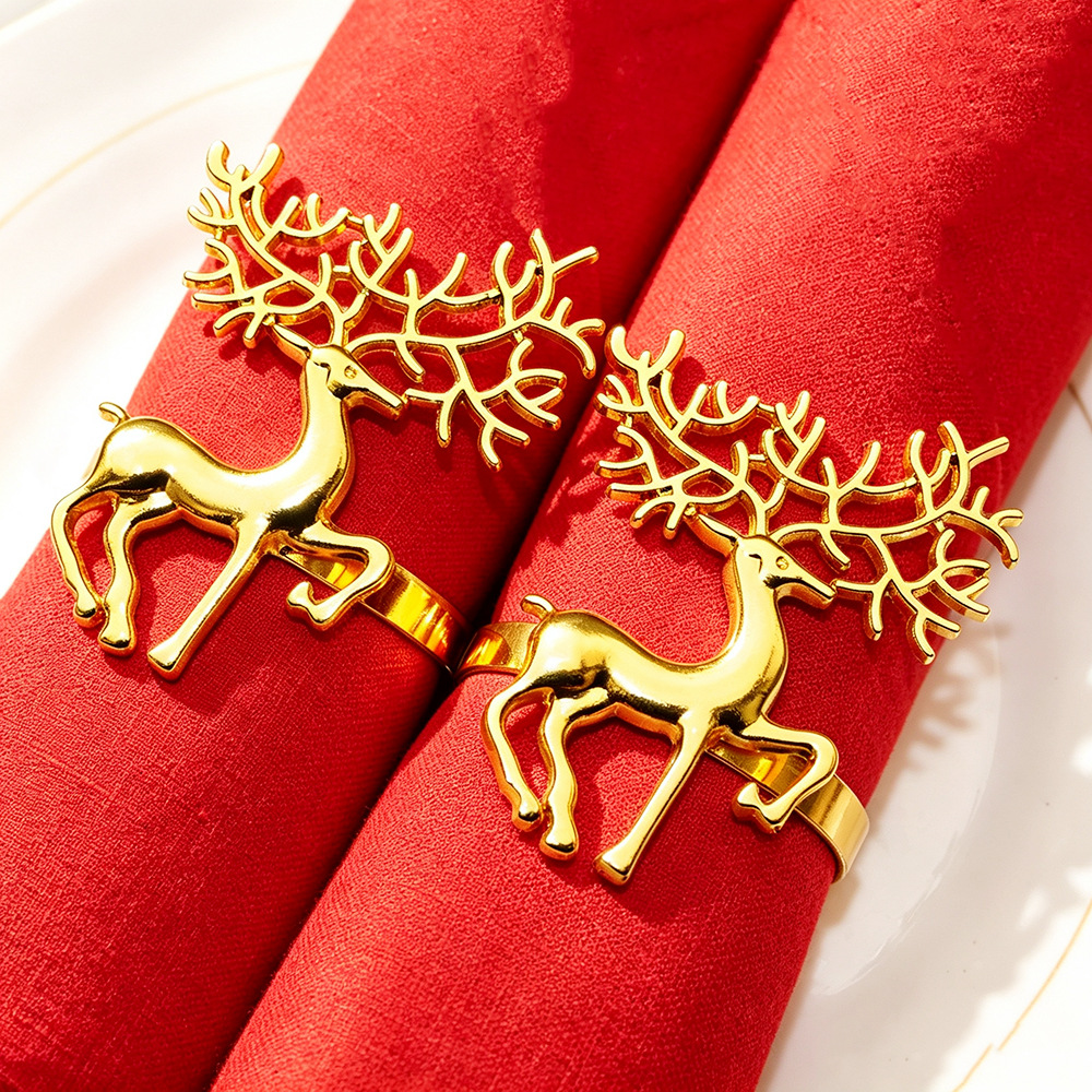 Source Manufacturer Golden Reindeer Napkin Ring, Deer Napkin Buckle, Reindeer Napkin Ring, Christmas Dinner Decoration Napkin Holder