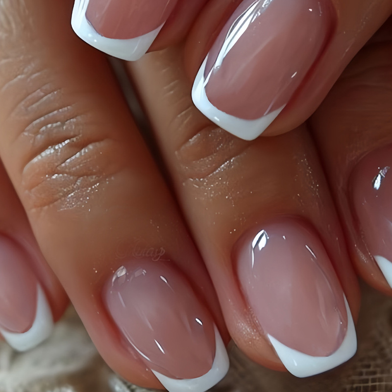 Nude Pink White French Line Wearable Nail Polish Gel Spray Wholesale Jelly Gel Nail Art Nail Pieces