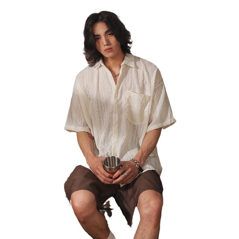 Japanese retro small design ethnic shirt for leisure