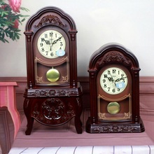 H欧式复古座钟客厅创意时钟台式卧室静音摆件时尚大号台钟
