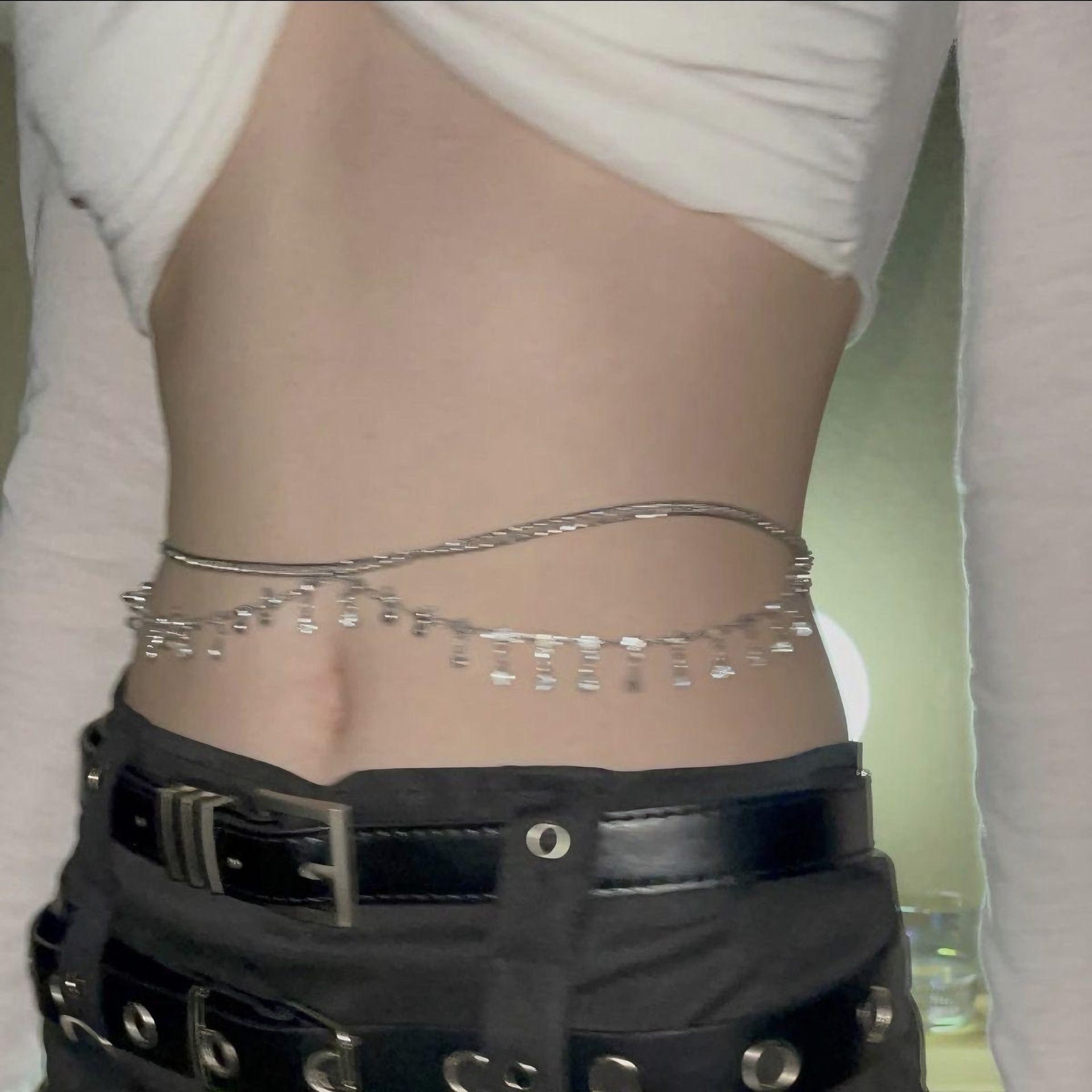 Nuevo diamante de doble flash flange chaîne de cintura metálica sexy accesorios de cadena de moda bikini de alta calidad