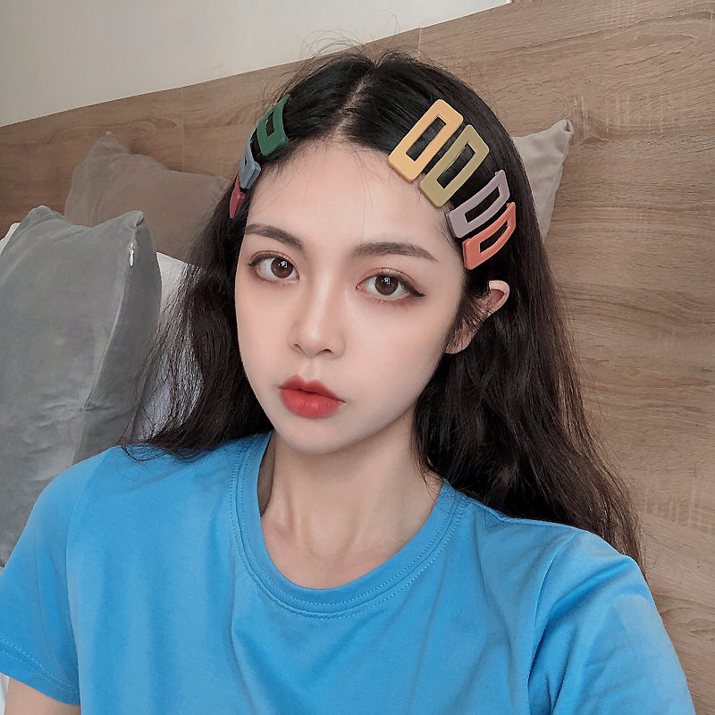 Fashion Simple Frosted Clip Back Head Barrettes Rectangular Multi-color Hairpin Set Headdress display picture 3