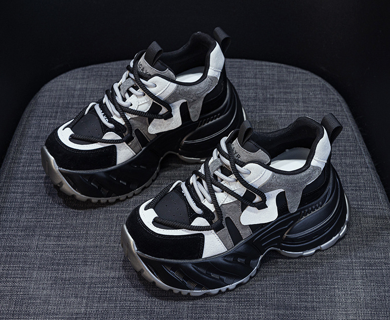Giày sneaker nữ đế dày phong cách retro mùa thu 2025, tăng chiều cao — M2955 màu đen, M2955 Kaki chi tiết 14