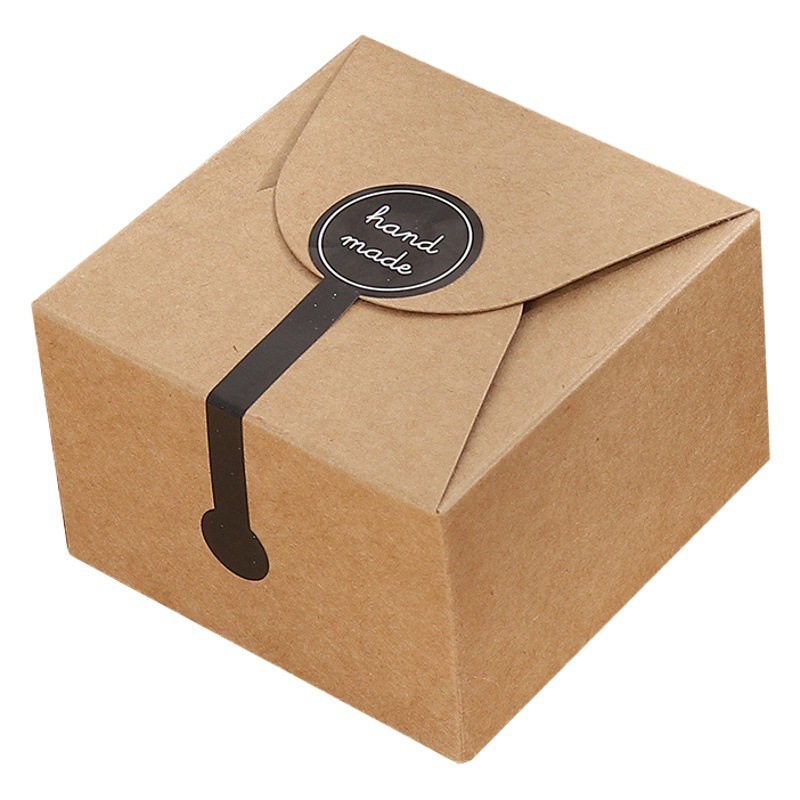 Caja de pastelería de papel kraft cuadrado simple, galletas para hornear, caja de embalaje de regalo, caja de papel de caramelo de comida de color sólido, en stock