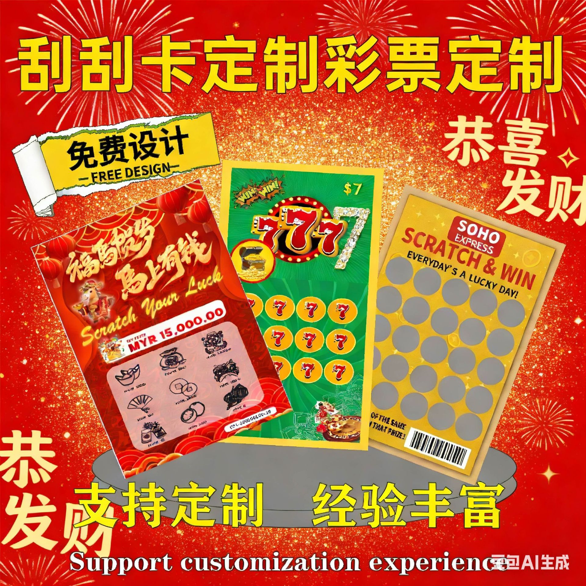 厂家直销专业制作各类刮刮卡开业活动促销刮刮乐餐饮刮奖卡代金券