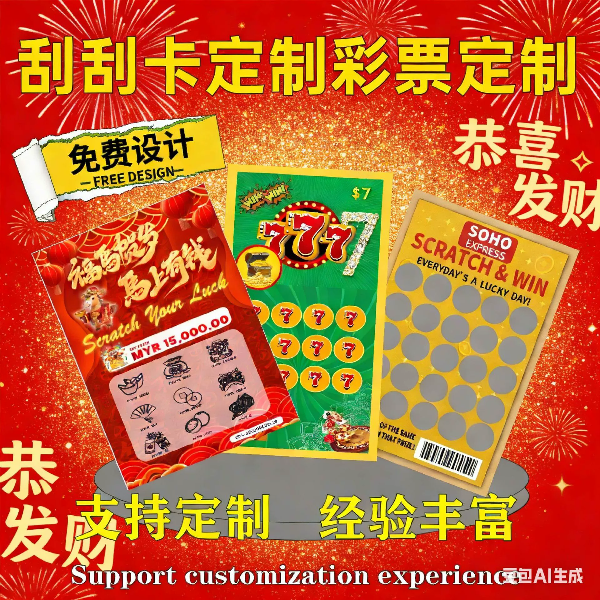 Прямые продажи с фабрики, специализирующиеся на производстве различных лотерейных билетов для открытия мероприятий, рекламных скретч-карт, скретч-карт для ресторанов и подарочных карт.