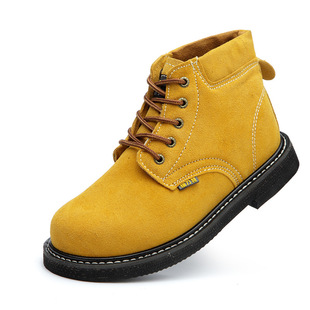 Men's Labor Protection Shoes, Anti-smash and Anti-puncture, Construction Site Safety Shoes, Steel Toe-toe Cowhide Work Shoes, High-top Protective Shoes