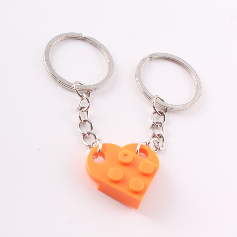 Dos en uno bloques de construcción de amor llavero pareja desmontable llavero amistad afecto en forma de corazón Qixi pequeño regalo