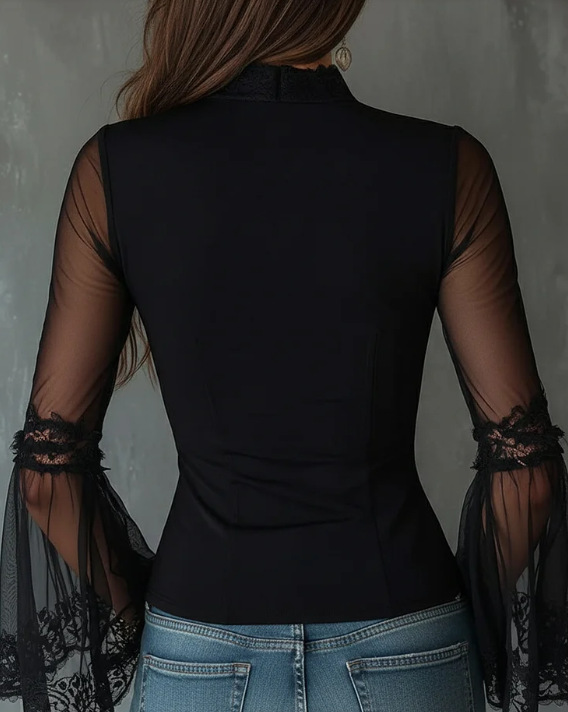 Sheer Vintage Tulle Pullover Top with Puff Sleeves Sheer Vintage Tulle Pullover Top with Puff Sleeves