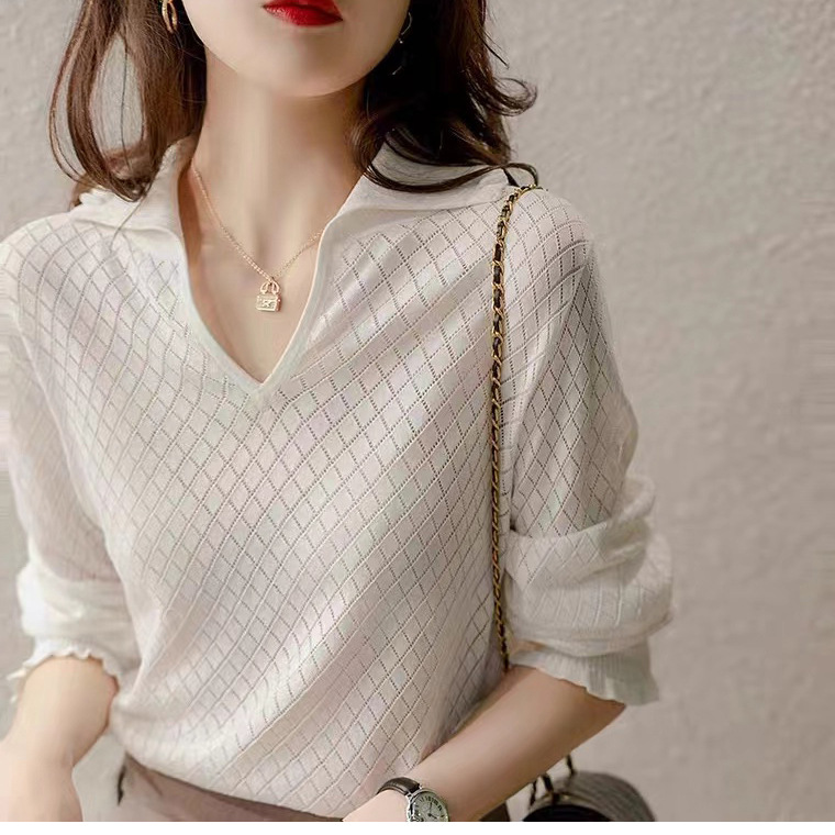 F9692 1130K ÁO THUN NỮ HANTDC ÁO LEN CỔ CHỮ V THỜI TRANG NỮ G04 SẢN PHẨM MỚI