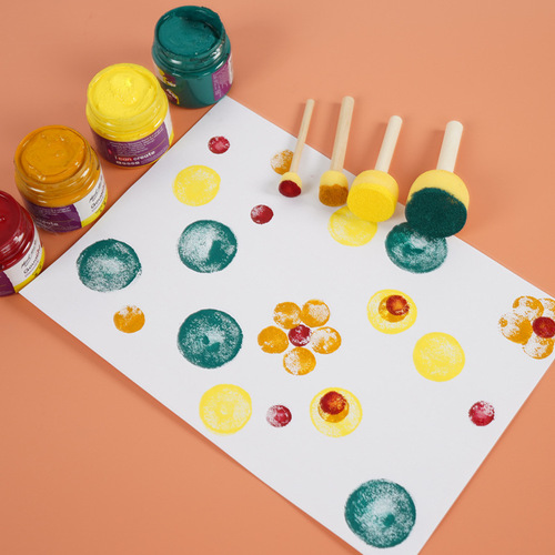 Huiyue children's painting sponge seal brush mushroom head No. 1-5 DIY painting seal early education graffiti log handle
