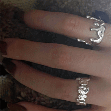 韩国东大门925纯银戒指女素银个性时尚潮人极简风指环轻奢百搭