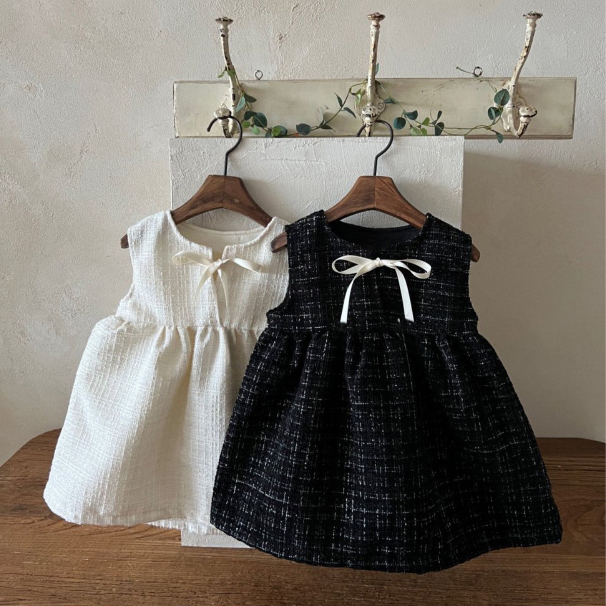 South Korea Children's Wear 2025 Spring New Girls' Bow Small Chanel Style Sleeveless dress Baby Elegant Princess Dress