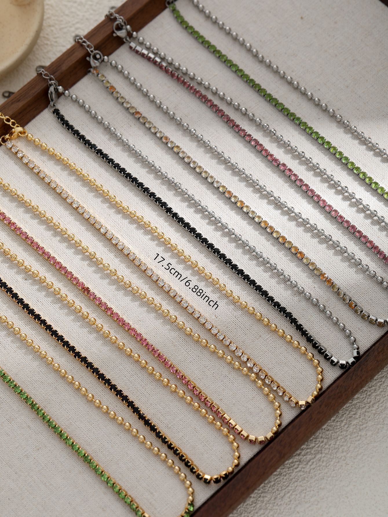 Plating Design Casual Geometric Titanium Steel Ball Chain Tennis Chain Bracelets In Bulk