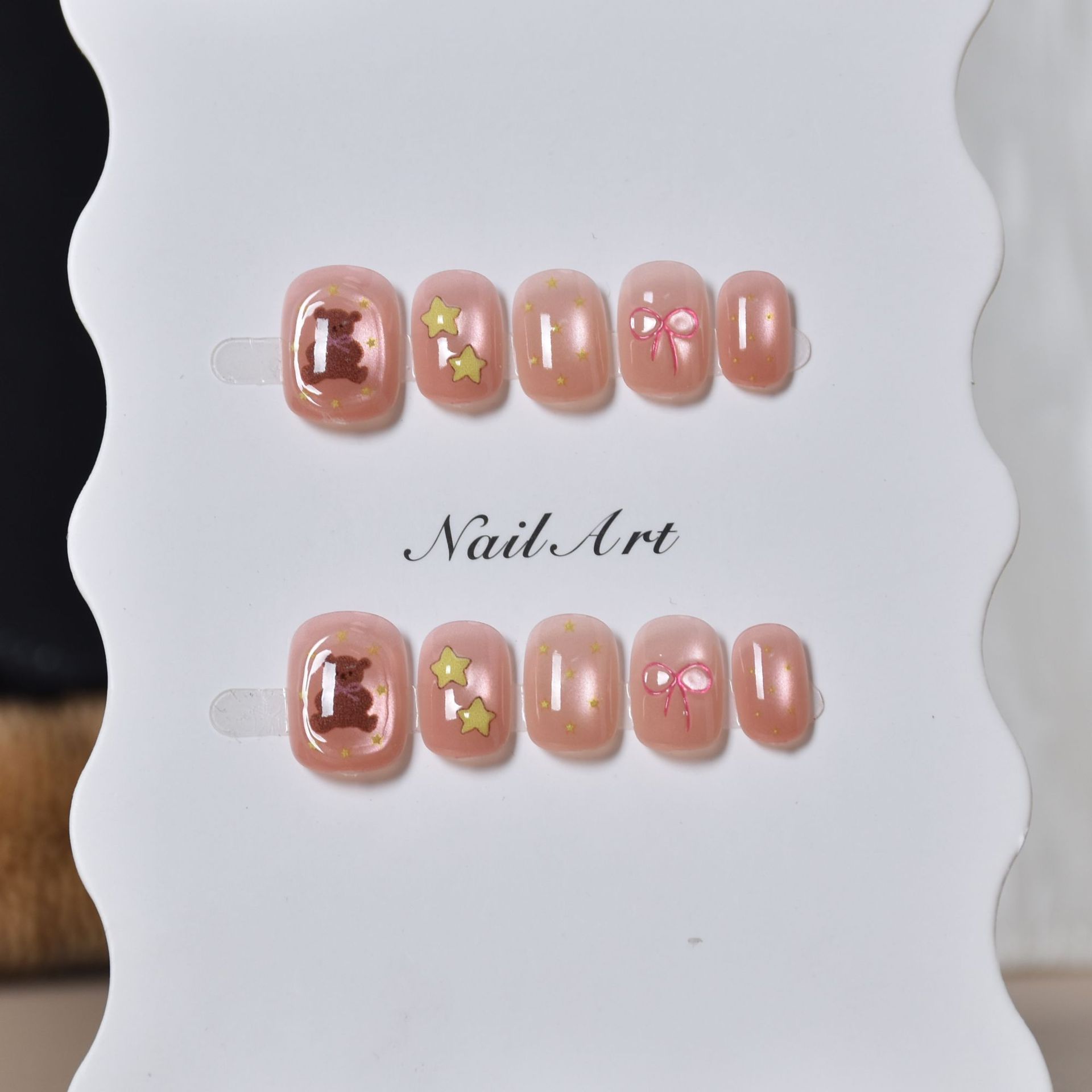 Usar uñas ojo gato manicure osos estrella adorable frijoles parches de uñas manicure al por mayor fabricantes blanqueadores