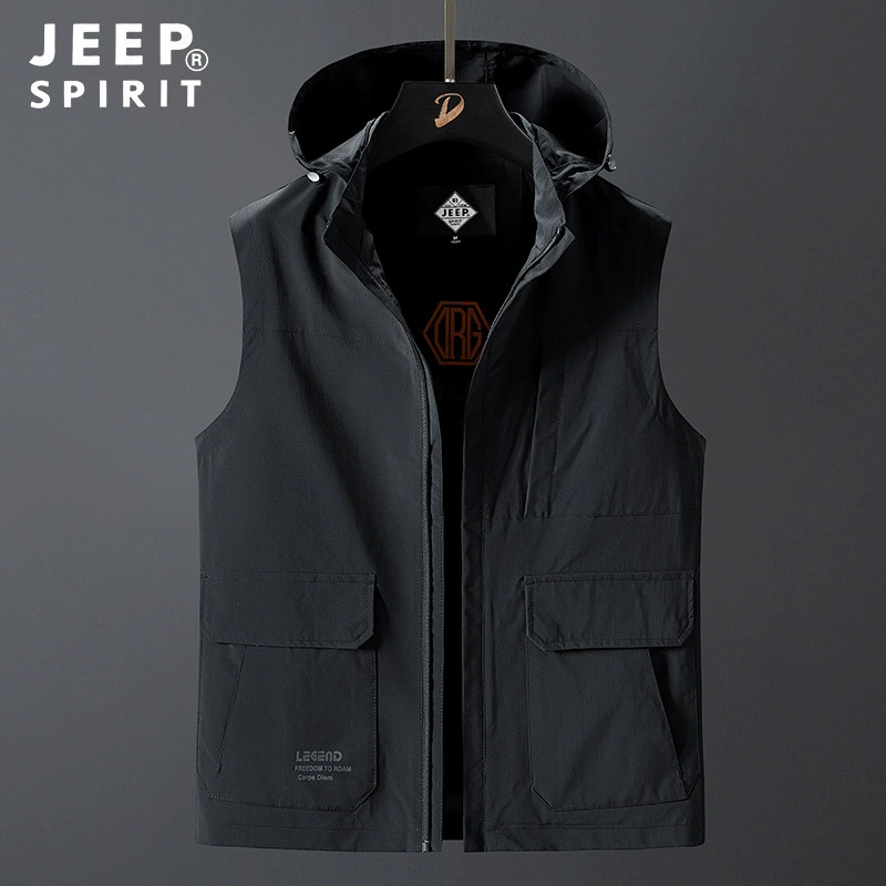 Весенний и осенний новый жилет мужской свободный дикий повседневный жилет с капюшоном мужской простой модный куртка жакет 2980JP