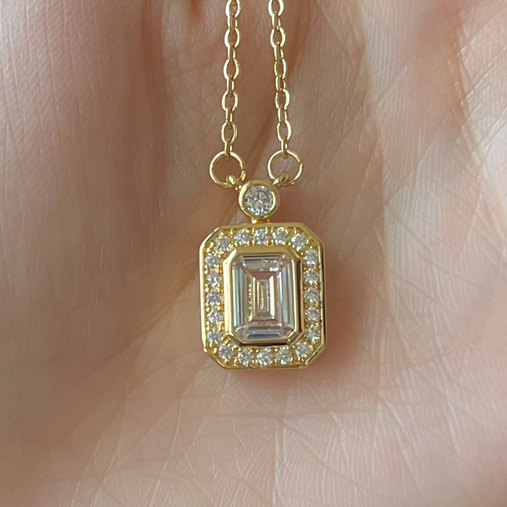 Copper Material Copper Simple Style Shiny Inlay Rectangle Perfume Bottle Zircon Pendant Necklace