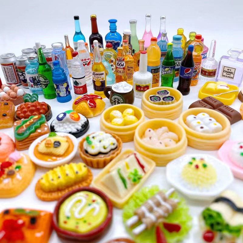 Comida miniaturizada juegan supermercado pequeño bolso ciego en línea mini artículos de simulación bocadillos juguetes botellas de vino adornos al por mayor