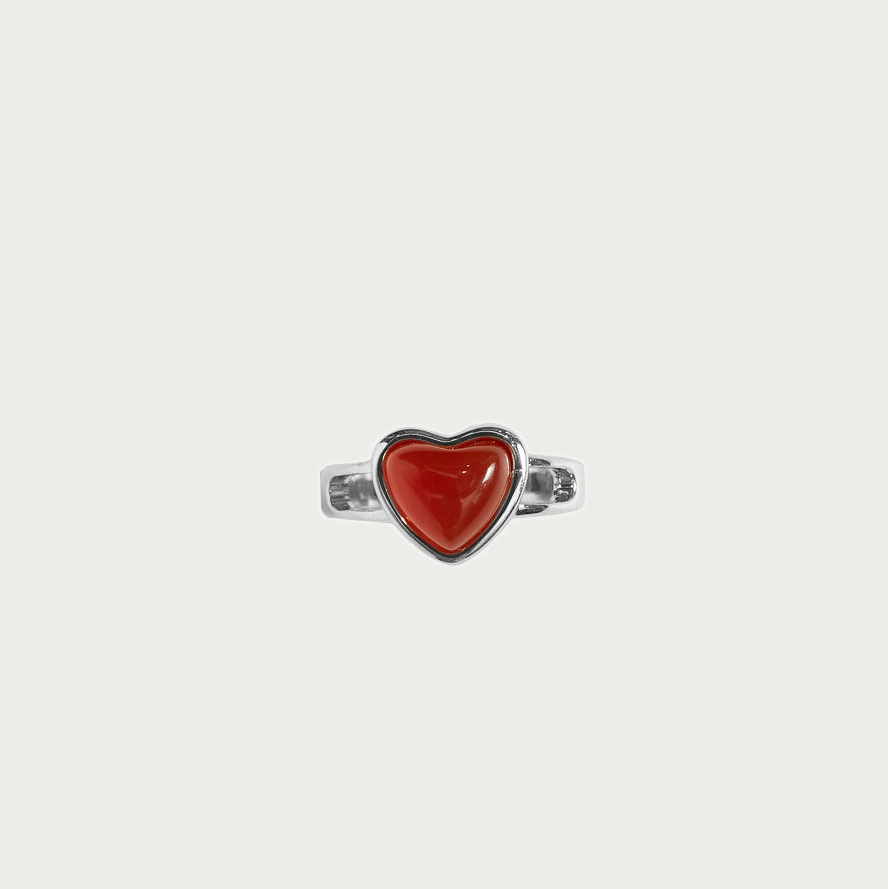 Vacuum Plating Gold Plating Process Agate Inlay Material 304 Stainless Steel Agate Titanium Steel Retro Inlay Heart Shape Agate Rings