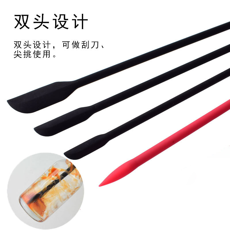 Silicone Double-head small size Honey Jam Scraper Cosmetic Cuisine Bottle Inner Wall Long Scraper Mini Scraper 3-piece Set