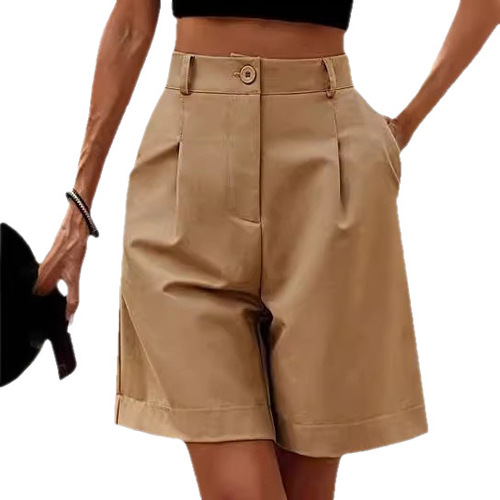 New women's summer thin high-waist loose slimming straight casual mid-pants breathable wide-leg quarter pants