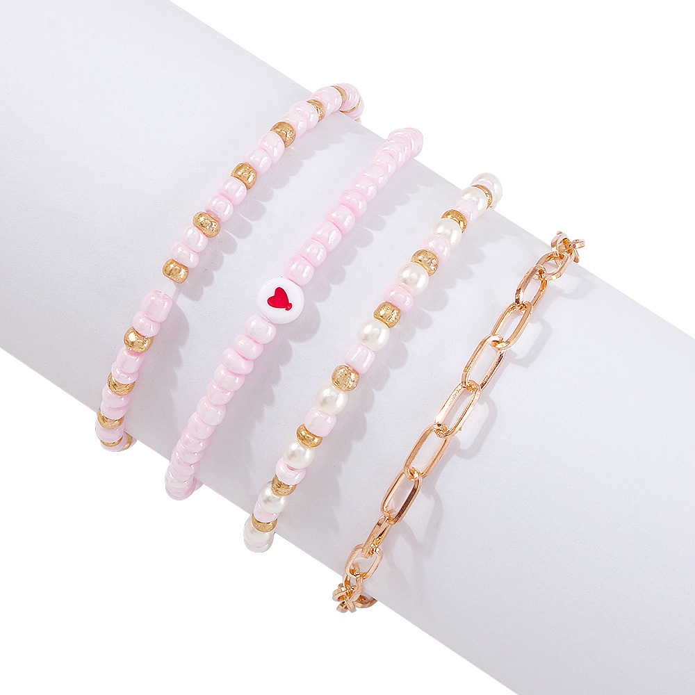 Wholesale Jewelry Hollow Chain Hit Color Beaded Bracelet Four-piece Set Nihaojewelry display picture 8