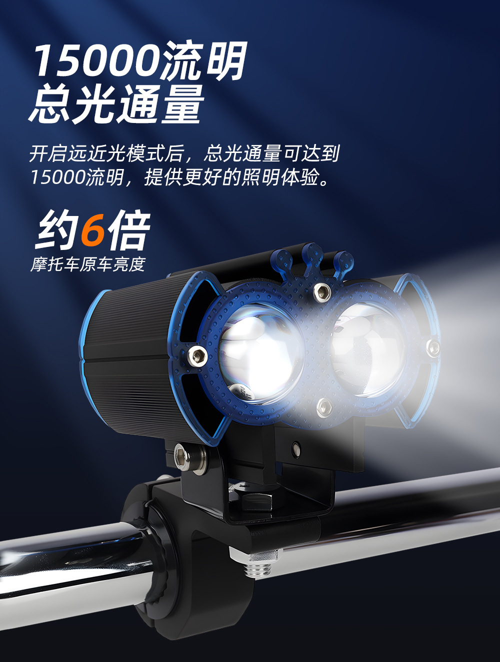 Cross-Border Motorcycle Electric Vehicle Led Modified Headlight Spotlight Crown Double-Eye Spotlight Waterproof Lens Spotlight