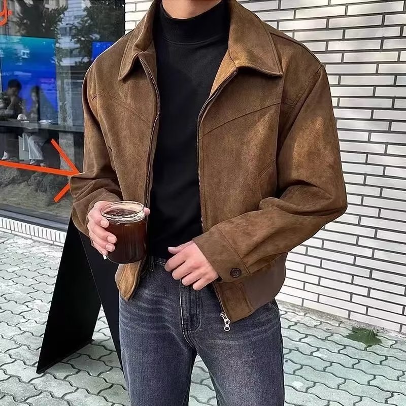 (2개) MAILLARD를위한 아메리칸 스타일 레트로 다크 브라운 다크 브라운 스웨이드 재킷