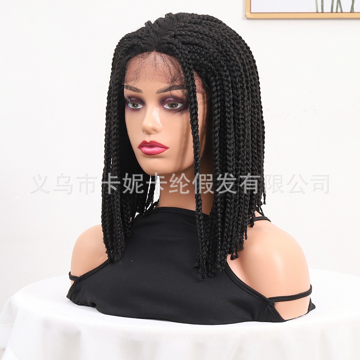 NEWLOOK nuevo estilo europeo y americano transfronterizo negro rizado caballo pequeño estilo corto peluca de cabello humano real encaje cubierta de cabeza