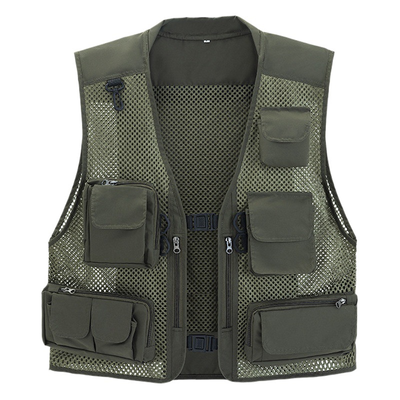 Summer outdoor shooting multi-pocket overalls fishing volunteer mesh vest worker advertising vest printing