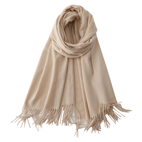 Red cashmere scarf, versatile shawl for men and women, red logo printing and embroidery, solid color thickened wool scarf