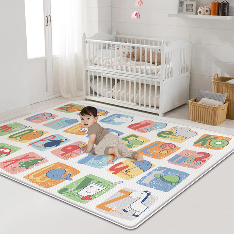 Baby Power Baby Crawling Baby Game Mat Thickened Children's Outdoor Cartoon Silk Fabric Folding Floor Mat Gift