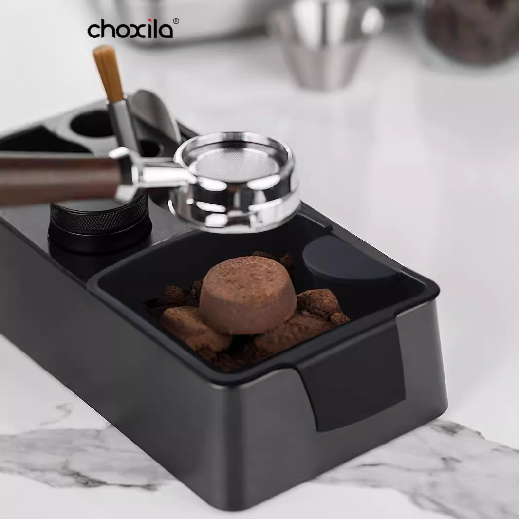 ABS multi-función de prensa Fundación asiento de la máquina de café mango soporte de prensa polvo martillo paño Dispositivo de almacenamiento de polvo 51/58 Universal