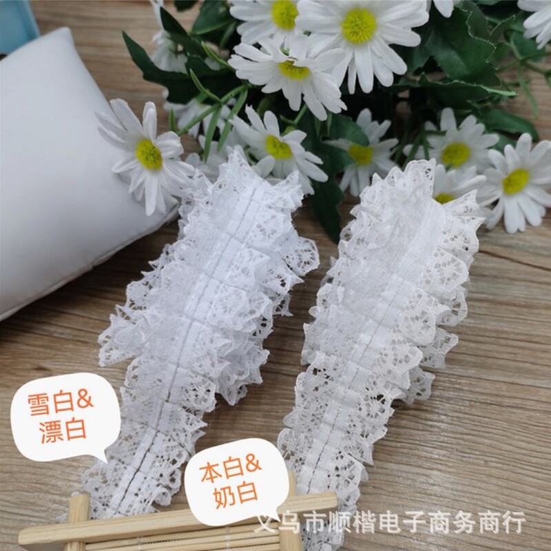 3cm double needle discount wrinkled lace discount DIY hair accessories ribbon flower in stock symmetrical lace