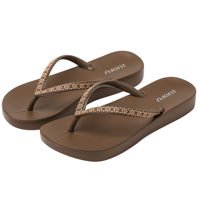 Flip-flop rofu Chanclas de verano para mujer al aire libre baño antideslizante baño Baño playa Chanclas de madera contrachapada natación fresco