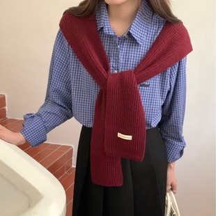 Autumn and Winter Solid Color Knitted Shawl Women's Korean Style Outer Wear Atmosphere High-end Sense Internet Popular Four Seasons All-match Universal Ware Shoulder