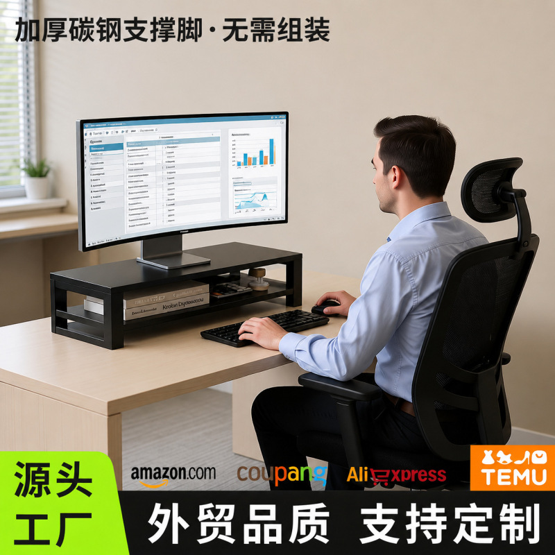 【No Assembly Required】Desktop Computer Monitor Stand Office Workstation Monitor Screen Base Stand Storage Rack 【No Assembly Required】Desktop Computer Monitor Stand Office Workstation Monitor Screen Base Stand Storage Rack