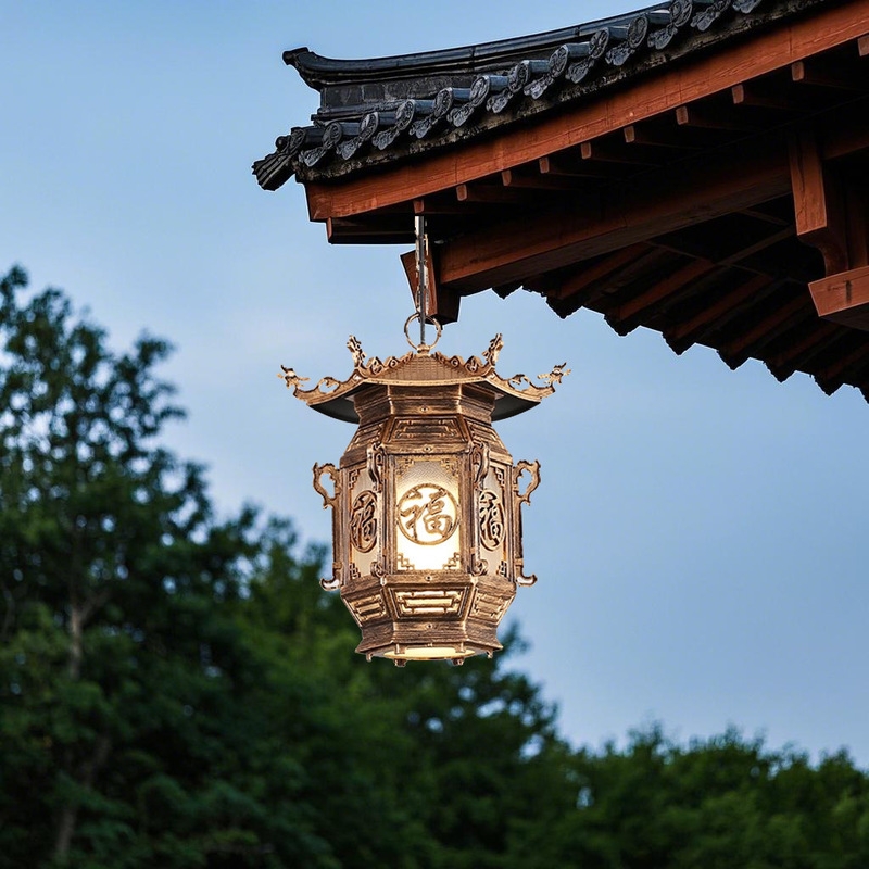 New Chinese Retro Outdoor Chandelier Waterproof Outdoor Super Bright Gazebo Entrance Corridor Garden Gate Garden Lamp