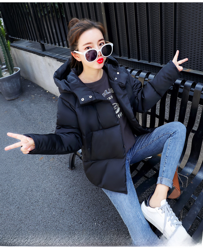 Neue baumwollgefütterte Jacke 2021 im koreanischen Stil, warmer Mantel für Studenten im Herbst und Winter, lockerer, dicker Hutkragen, kurzer baumwollgefütterter Damenmantel_voghion.com