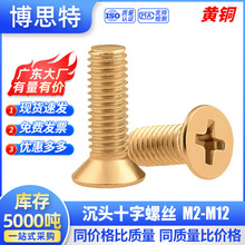 铜十字平头螺丝大全 黄铜沉头十字槽机螺钉 纯铜螺丝钉批发M2-M12