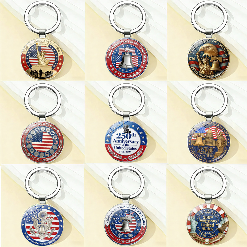 American 250Th Anniversary of Founding Commemorative Car Keychain Pendant Time Gemstone Pendant Accessories Keychain Wholesale American 250Th Anniversary of Founding Commemorative Car Keychain Pendant Time Gemstone Pendant Accessories Keychain Wholesale