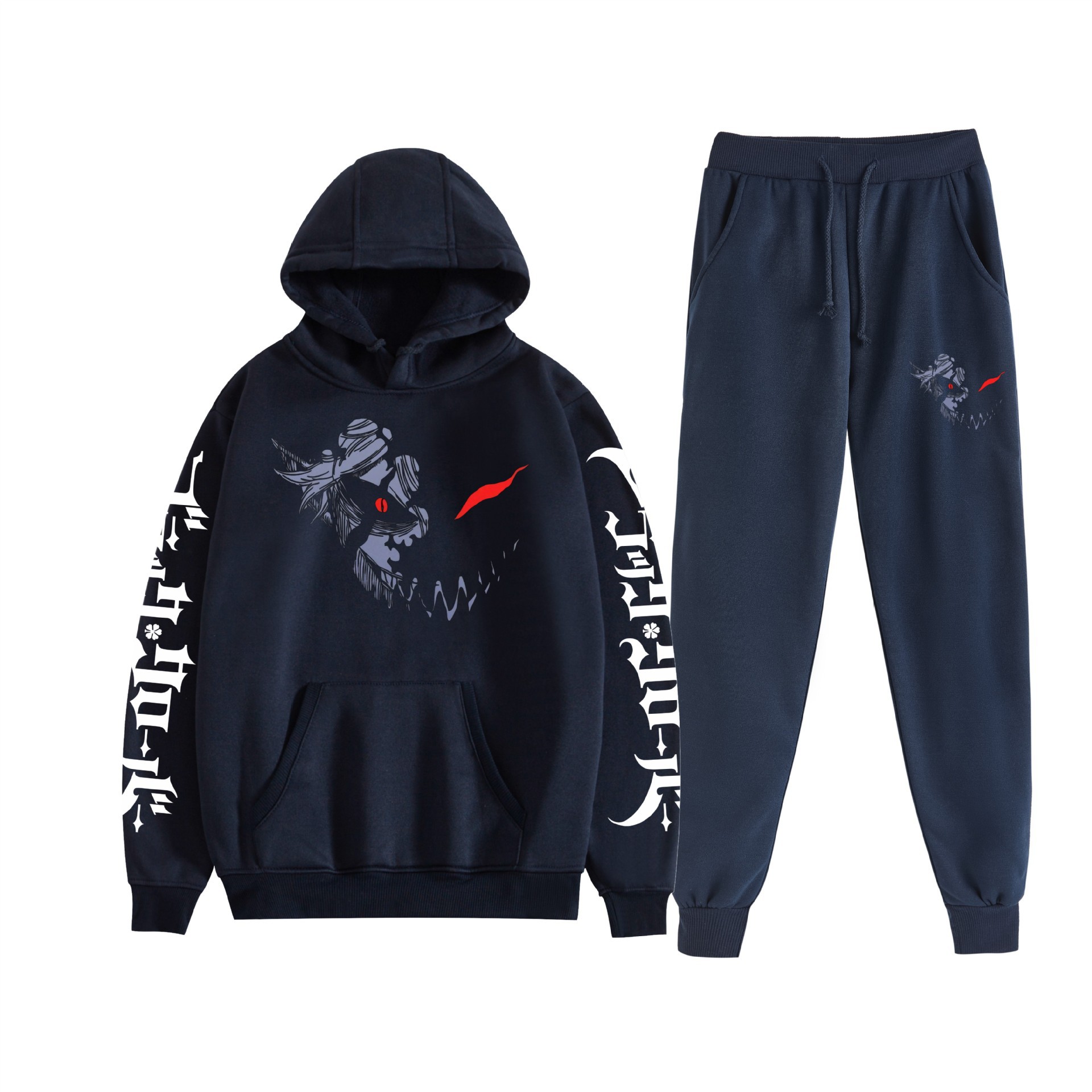 Comercio exterior nuevo estilo riman negro trébol de cuatro hojas Black Clover suéter con capucha corsés traje de dos piezas