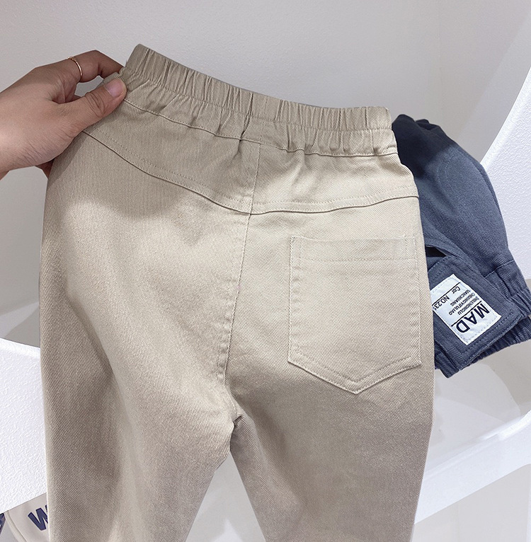 Spring, Autumn Season Simple Style Letter Solid Color Cotton Boys Pants
