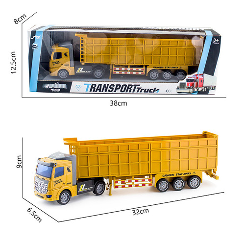 Cross-border semi-trailer heavy-duty large truck engineering dump truck transport container truck tank truck boy model pull-back truck